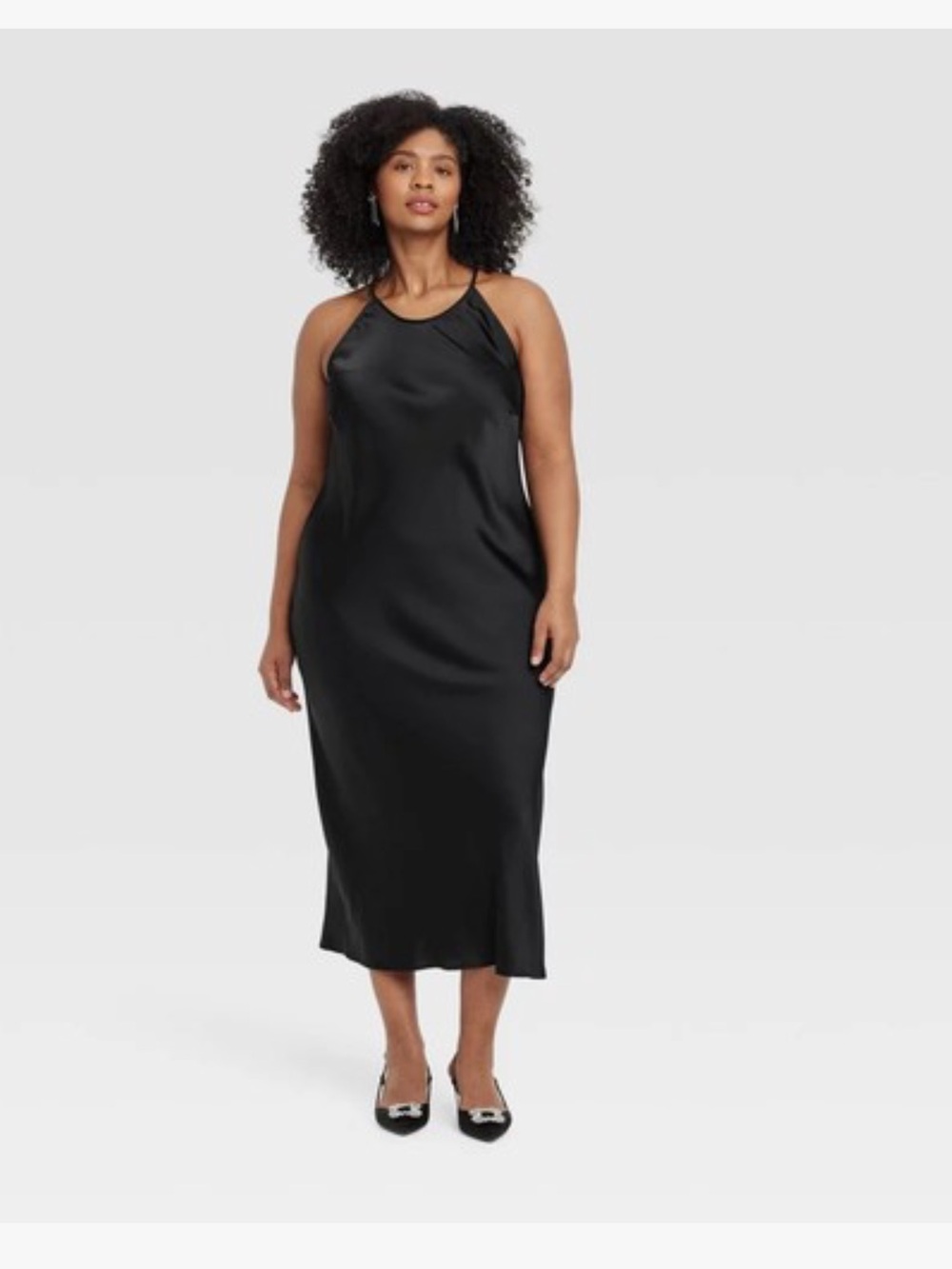 a new day Black Satin Slip Dress